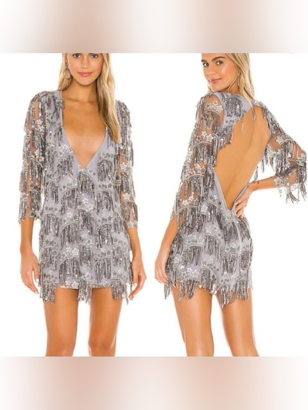 For Love & Lemons Etoile Sequin Fringe Dress